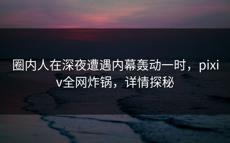 圈内人在深夜遭遇内幕轰动一时，pixiv全网炸锅，详情探秘