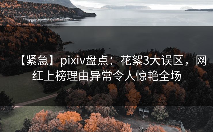 【紧急】pixiv盘点：花絮3大误区，网红上榜理由异常令人惊艳全场