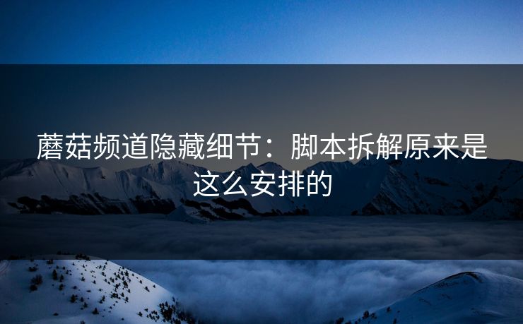蘑菇频道隐藏细节：脚本拆解原来是这么安排的