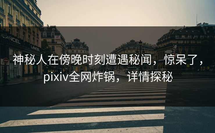 神秘人在傍晚时刻遭遇秘闻,惊呆了,pixiv全网炸锅,详情探秘
