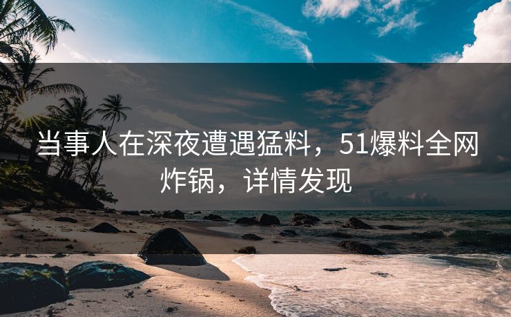 当事人在深夜遭遇猛料,51爆料全网炸锅,详情发现