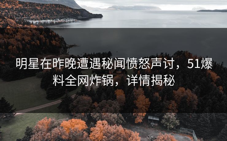 明星在昨晚遭遇秘闻愤怒声讨,51爆料全网炸锅,详情揭秘