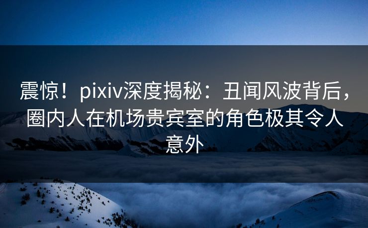 震惊!pixiv深度揭秘:丑闻风波背后,圈内人在机场贵宾室的角色极其令人意外