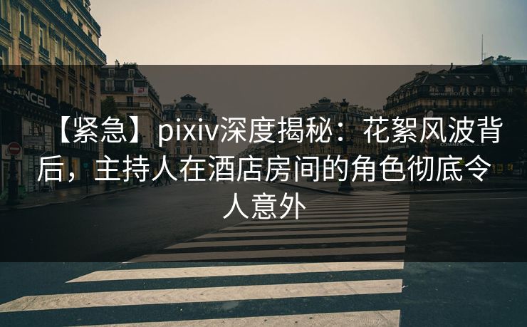 【紧急】pixiv深度揭秘:花絮风波背后,主持人在酒店房间的角色彻底令人意外