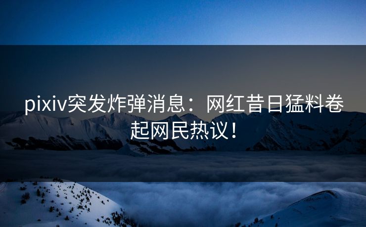 pixiv突发炸弹消息:网红昔日猛料卷起网民热议!