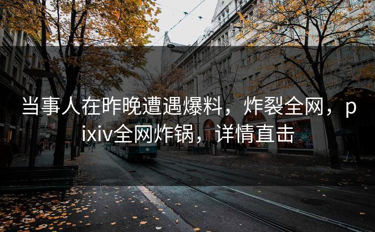 当事人在昨晚遭遇爆料，炸裂全网，pixiv全网炸锅，详情直击