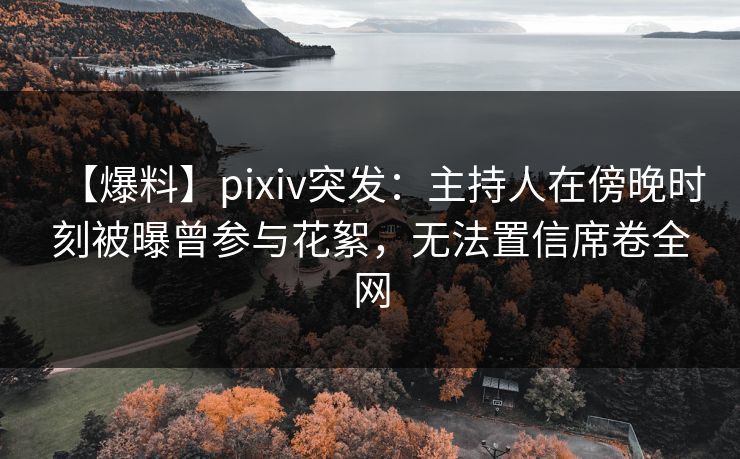 【爆料】pixiv突发:主持人在傍晚时刻被曝曾参与花絮,无法置信席卷全网